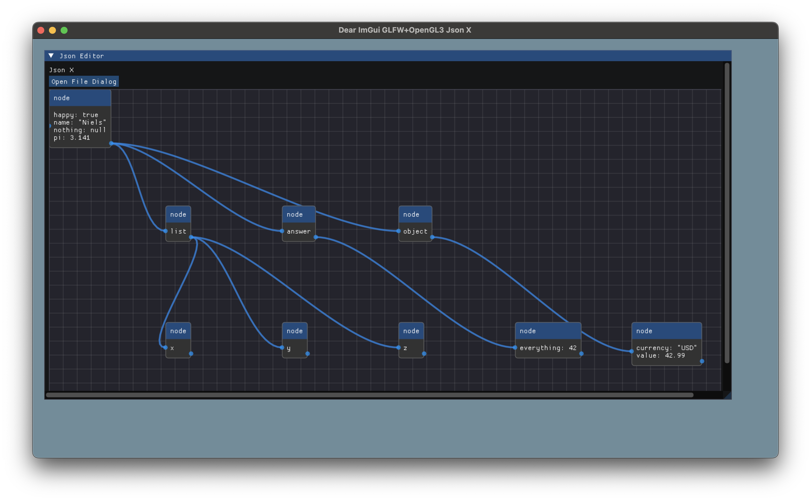 Screenshot of JSONX Visualizer in action